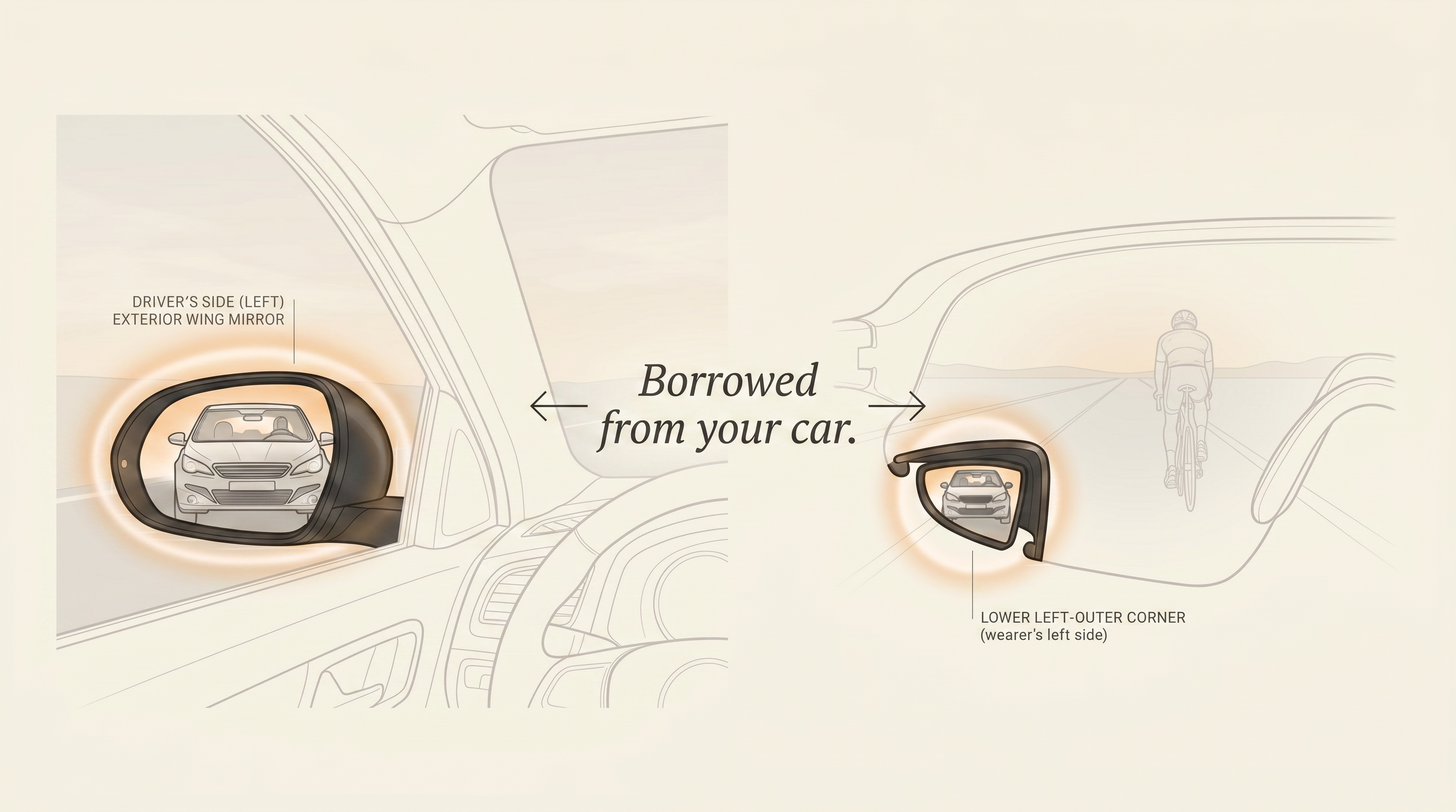 Lower corner, like a car.