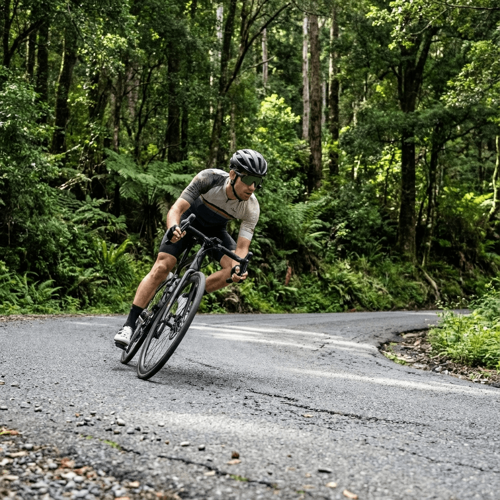 Urban cyclist riding with rearview glasses in traffic